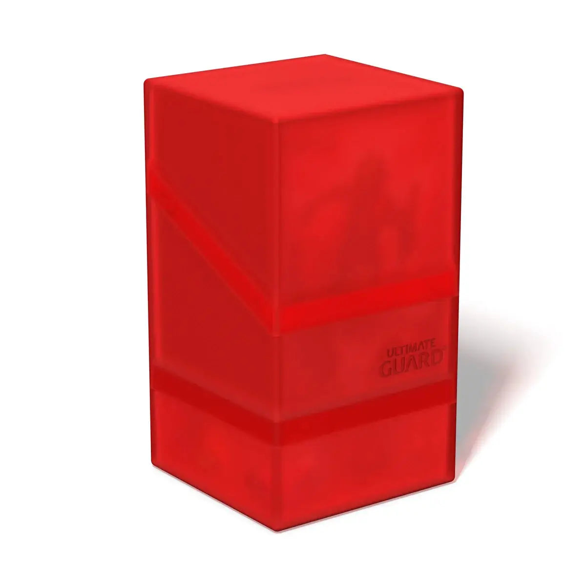 Ultimate Guard Boulder'n'Tray 100+ storage box for trading cards with clear lid and sturdy design, ideal for card organization.