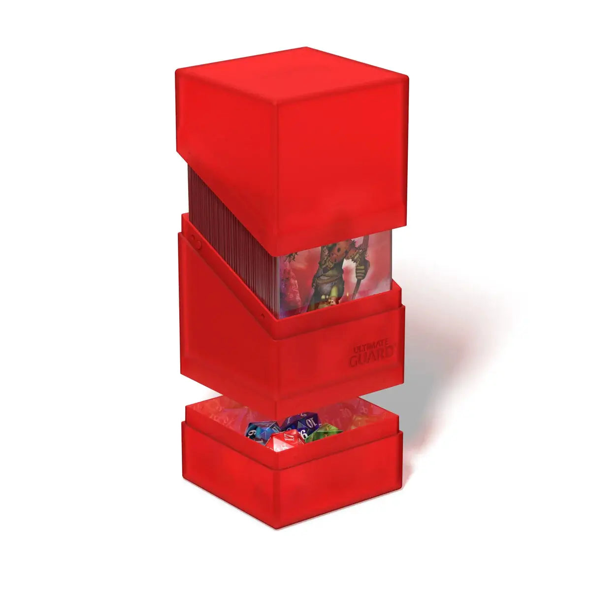 Ultimate Guard Boulder'n'Tray 100+ deck storage box, transparent black with secure lid, designed for Magic: The Gathering cards.