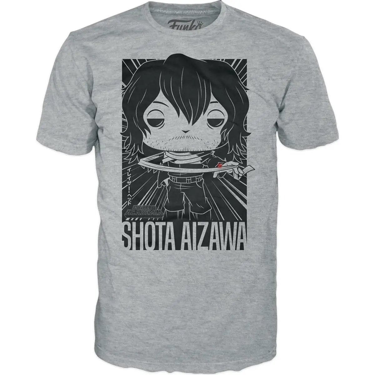 Pop! & TEE: My Hero Academia Shota Aizawa figure and T-shirt from THE MIGHTY HOBBY SHOP, featuring Aizawa in his hero costume.