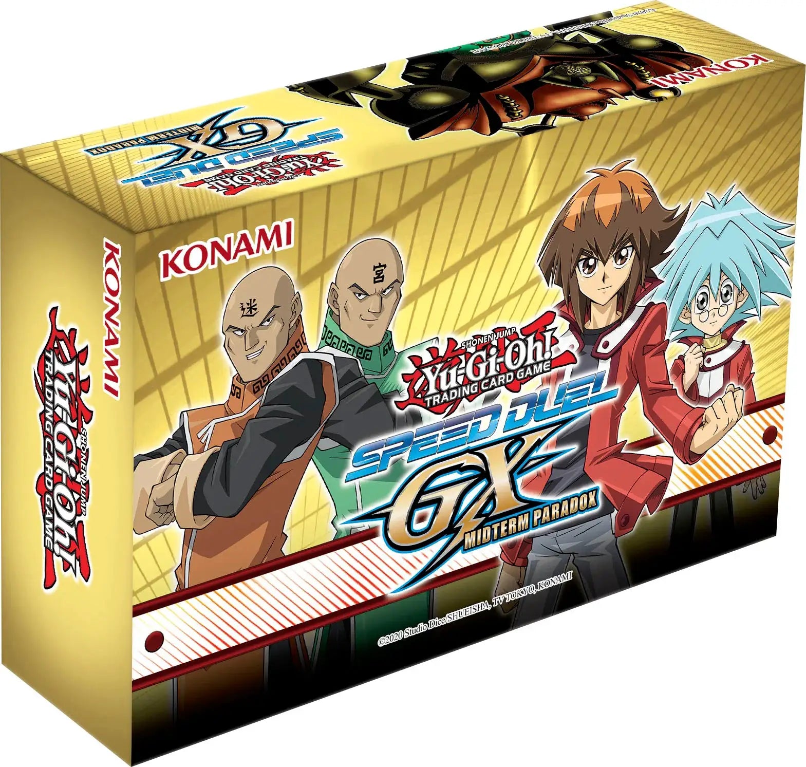 Yu-Gi-Oh! Speed Duel GX: Midterm Paradox mini box of trading cards from THE MIGHTY HOBBY SHOP, featuring colorful Yu-Gi-Oh! cards.