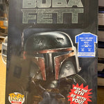 Boxed Star Wars Boba Fett T-shirt from THE MIGHTY HOBBY SHOP, featuring a graphic of the iconic bounty hunter on the front.