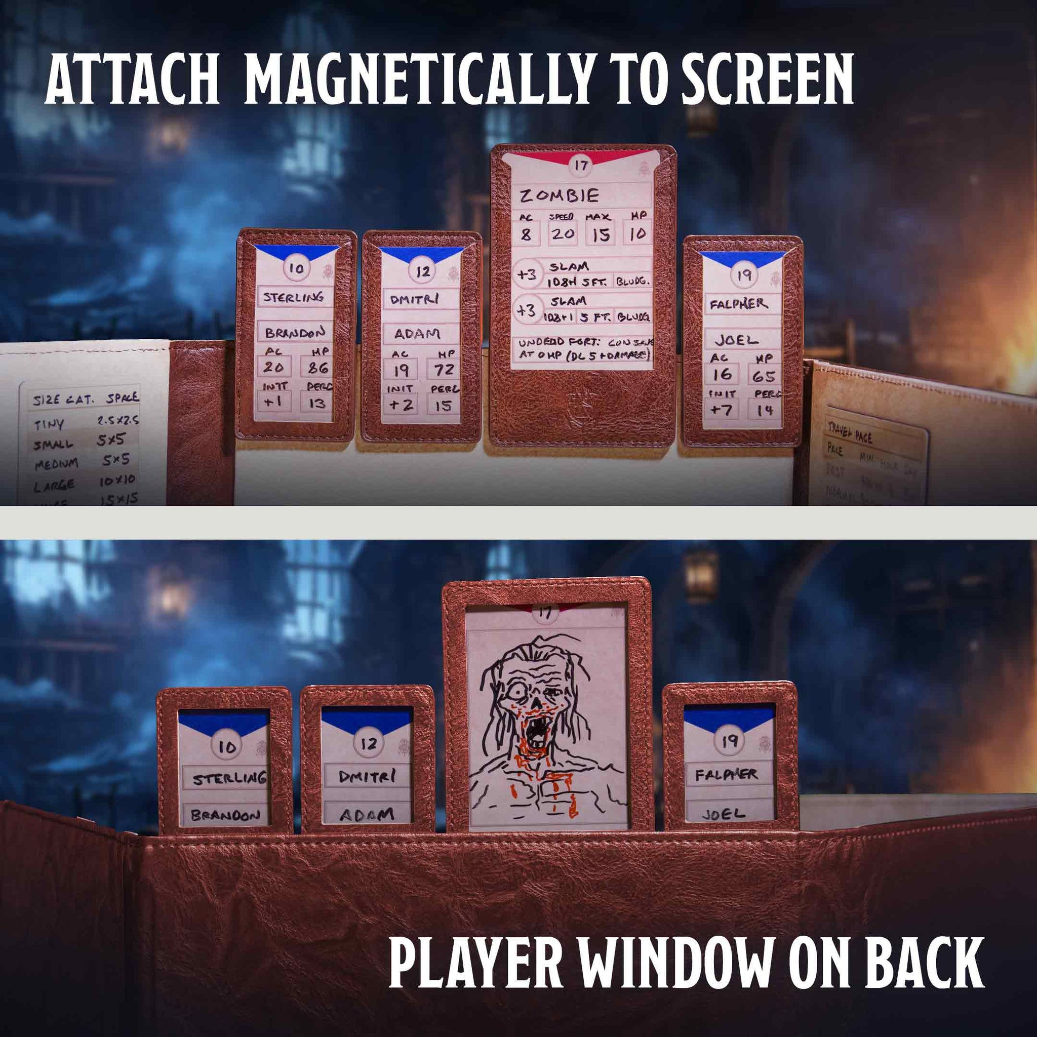 Pack of three Creature Trackers by The Ultimate Game Master, magnetic combat organizers for D&D and TTRPG game master screens.
