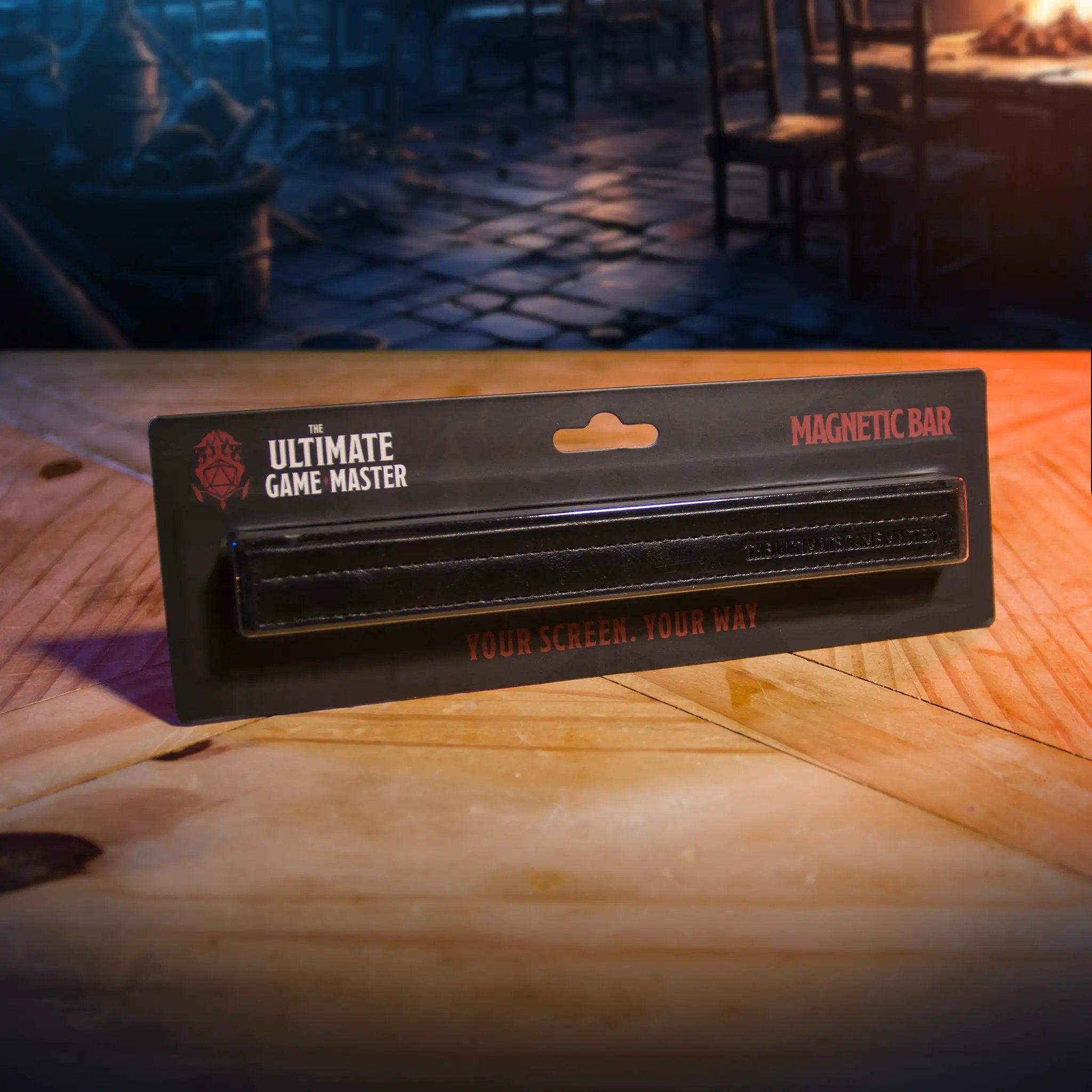 Magnetic bar set for screen extension hardware by The Ultimate Game Master, shown in brown, used to extend and secure gaming screens.