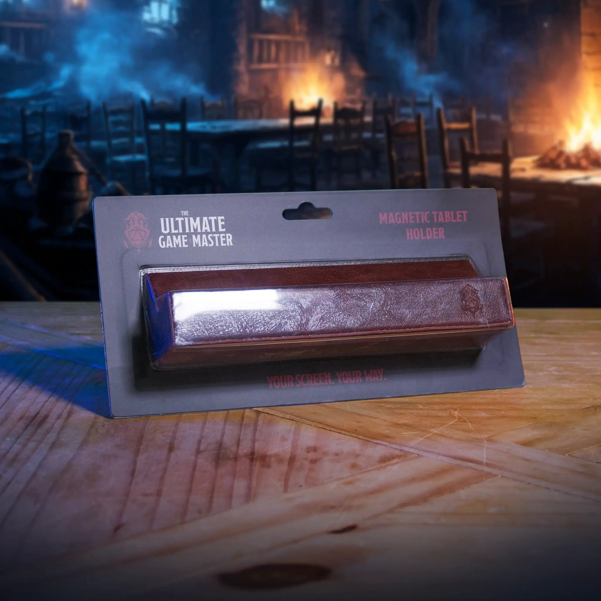 Magnetic tablet holder by The Ultimate Game Master with digital display mount for game master screens and D&D tools.
