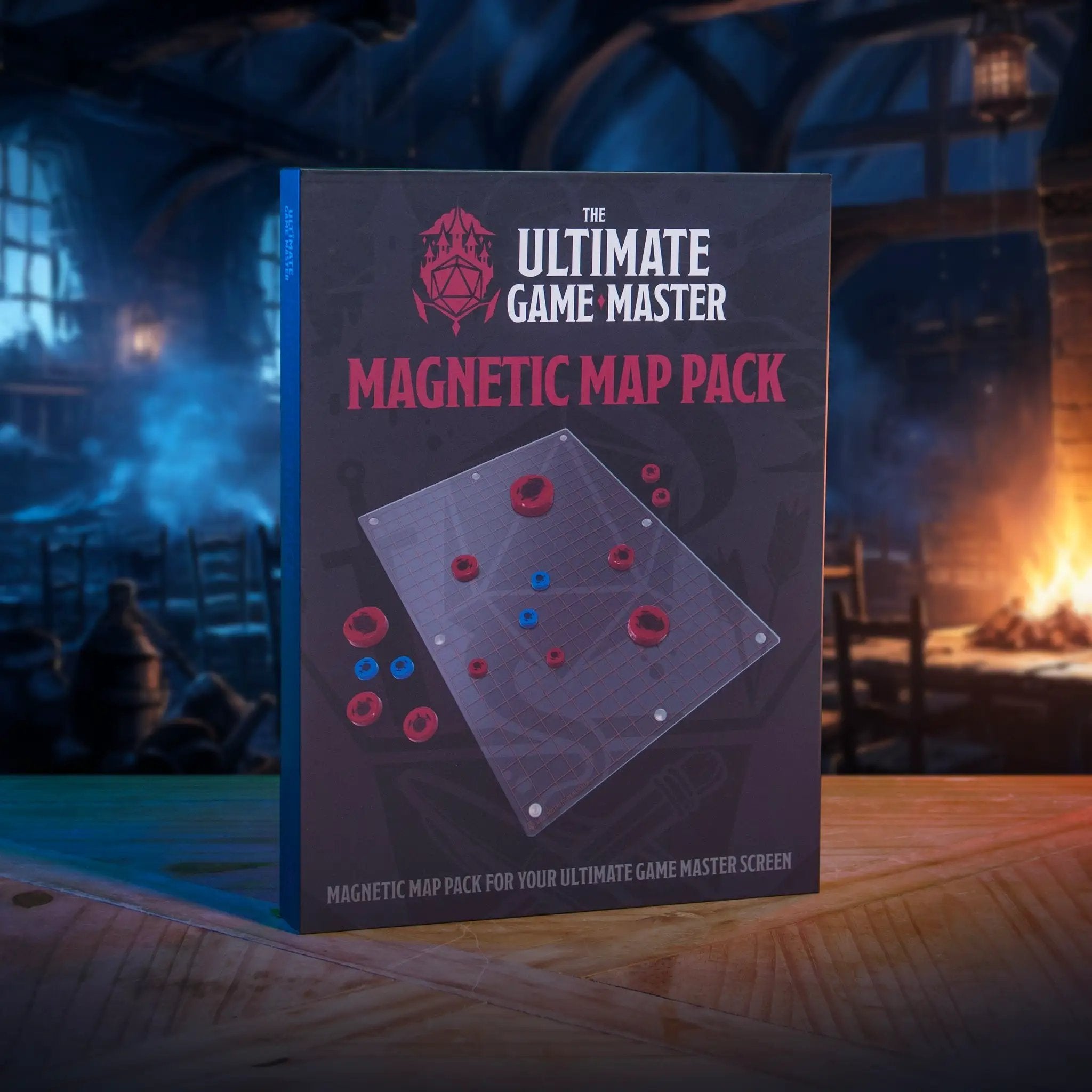 Magnetic map pack for D&D, dry-erase battle maps by The Ultimate Game Master, featuring versatile maps for combat and game master use.
