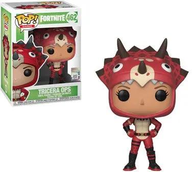 Fortnite POP! Tricera Ops figure by THE MIGHTY HOBBY SHOP, featuring a dinosaur-themed character with detailed design.