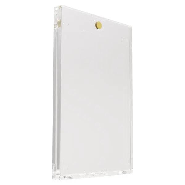 Magnetic holder for UV 35pt sleeved cards, featuring one-touch design and sturdy construction by THE MIGHTY HOBBY SHOP.