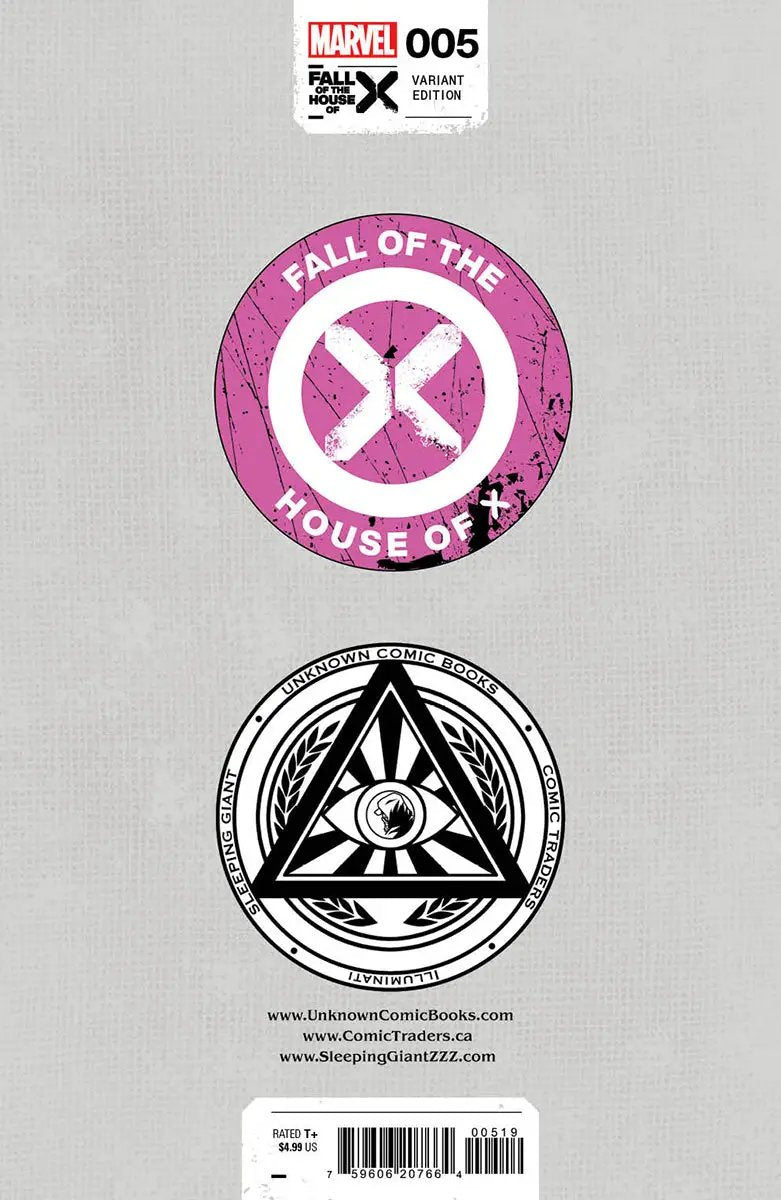 Comic book cover for Fall Of The House Of X #5 from Unknown Comics, featuring artwork by Miguel Mercado.
