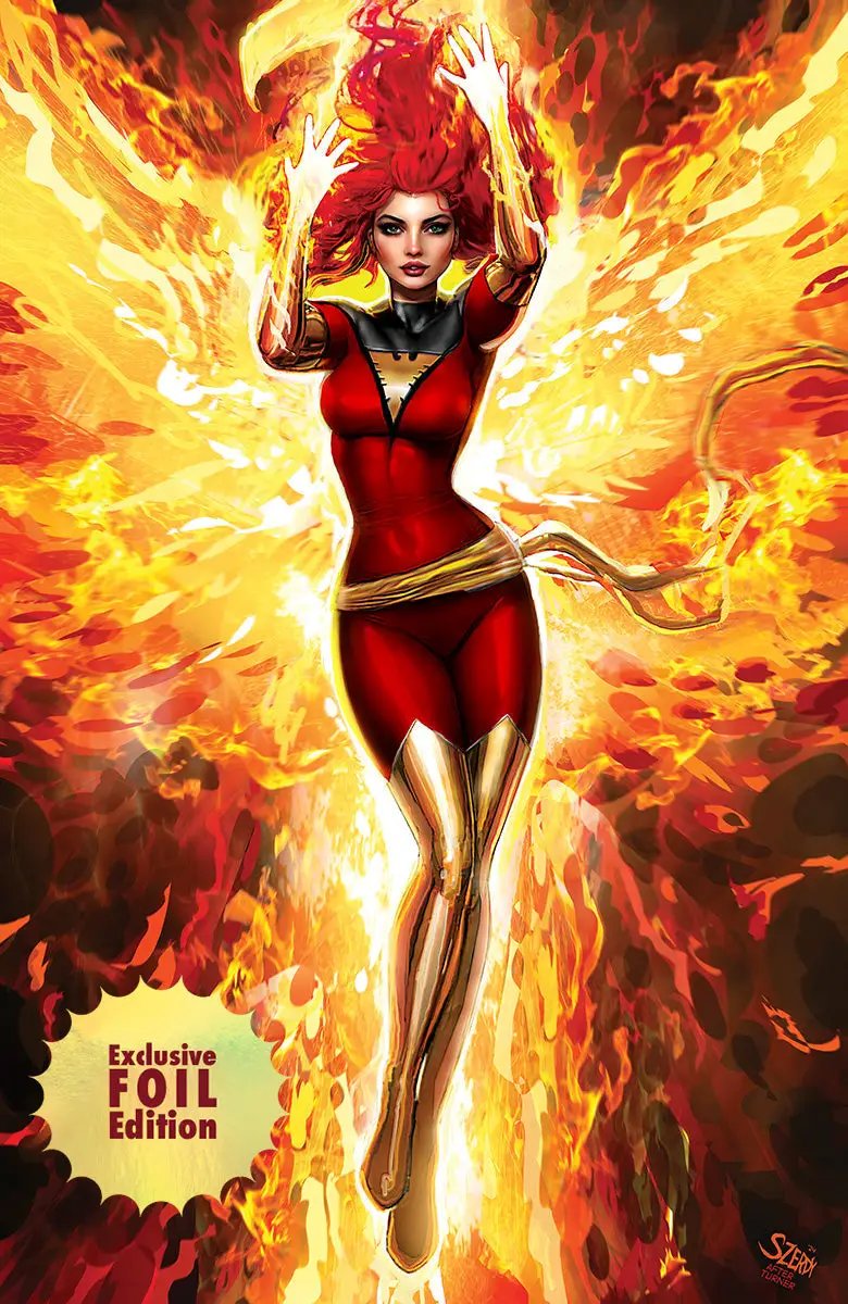 Unknown Comic Books Phoenix #4 comic book with vibrant foil cover, featuring exclusive artwork by Nathan Szerdy for NYCC 2024.