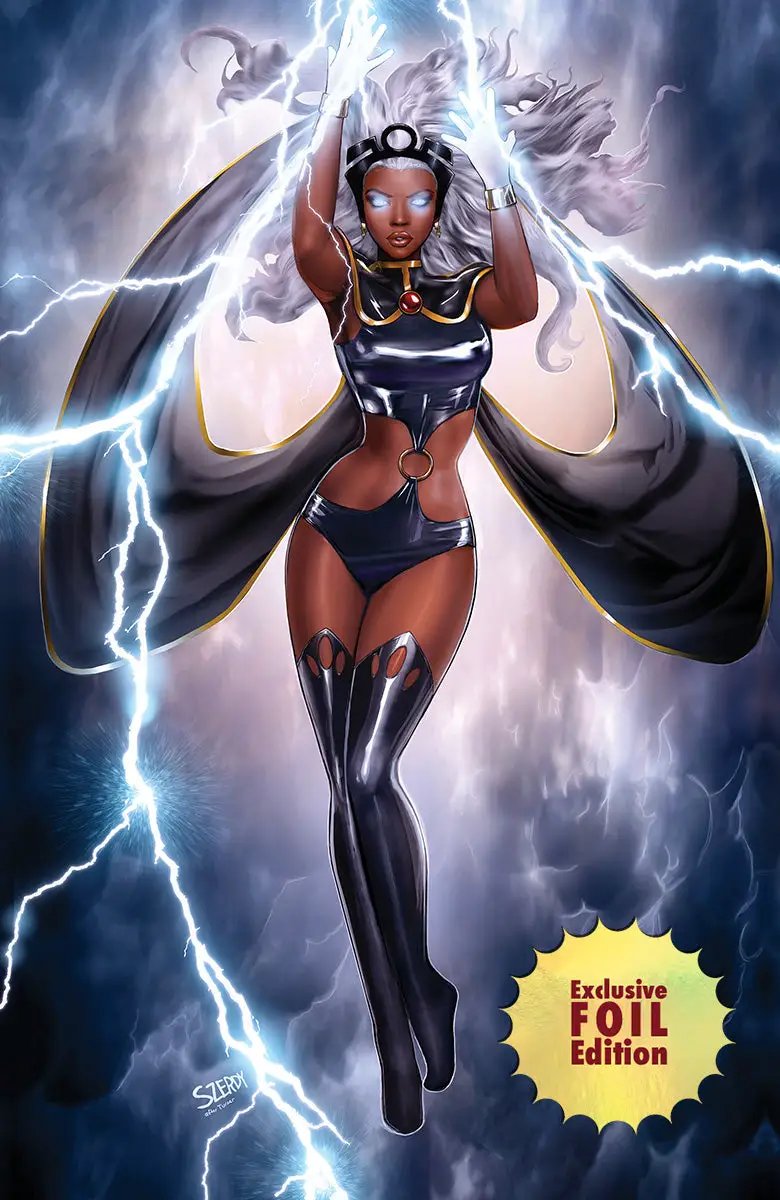 Foil comic book featuring Storm #2 from Unknown Comics, Nathan Szerdy exclusive virgin variant, with vibrant cover art.