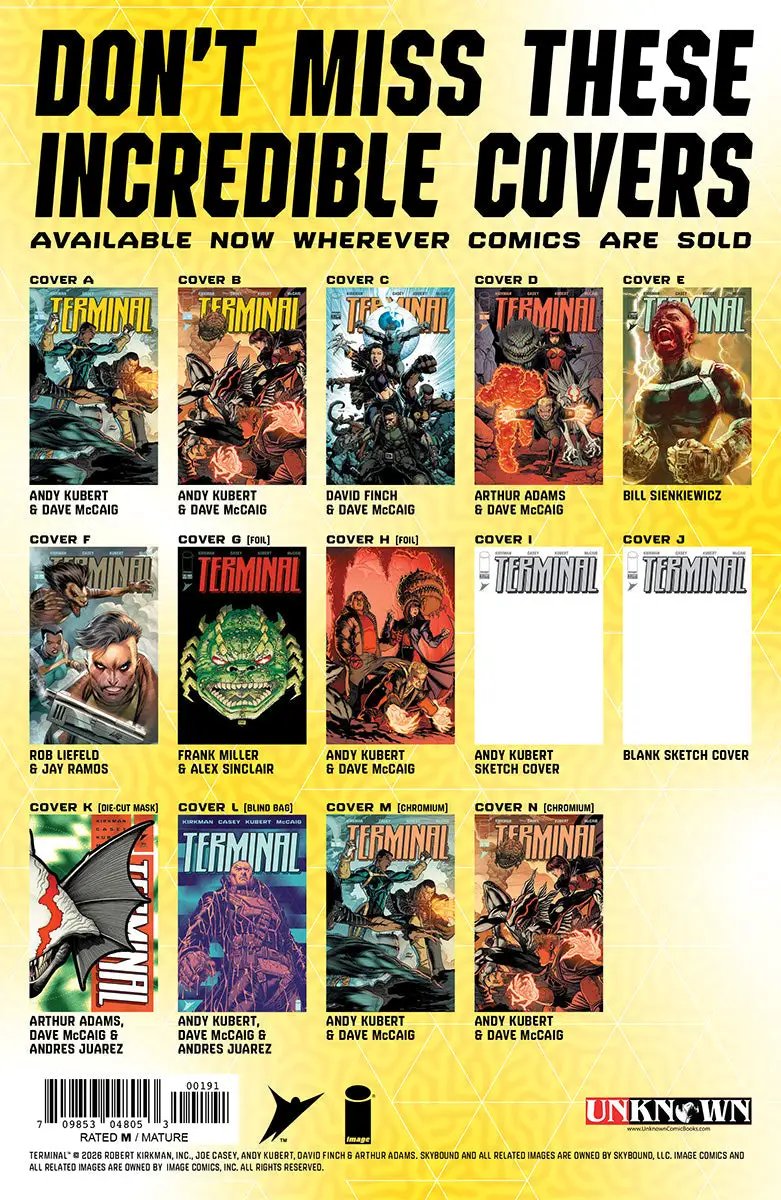 Comic book titled Terminal #1 Creees Exclusive Variant with vibrant cover art from Unknown Comic Books.