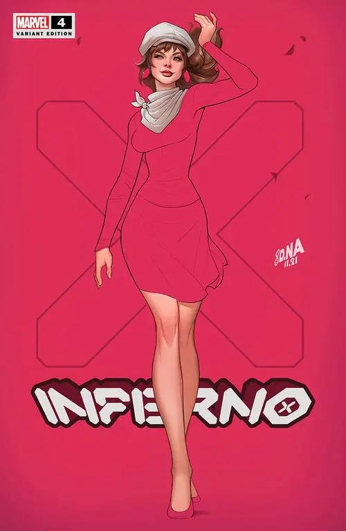 Signed Inferno #4 comic book by David Nakayama, Unknown Comics exclusive variant, featuring colorful comic art on the cover.