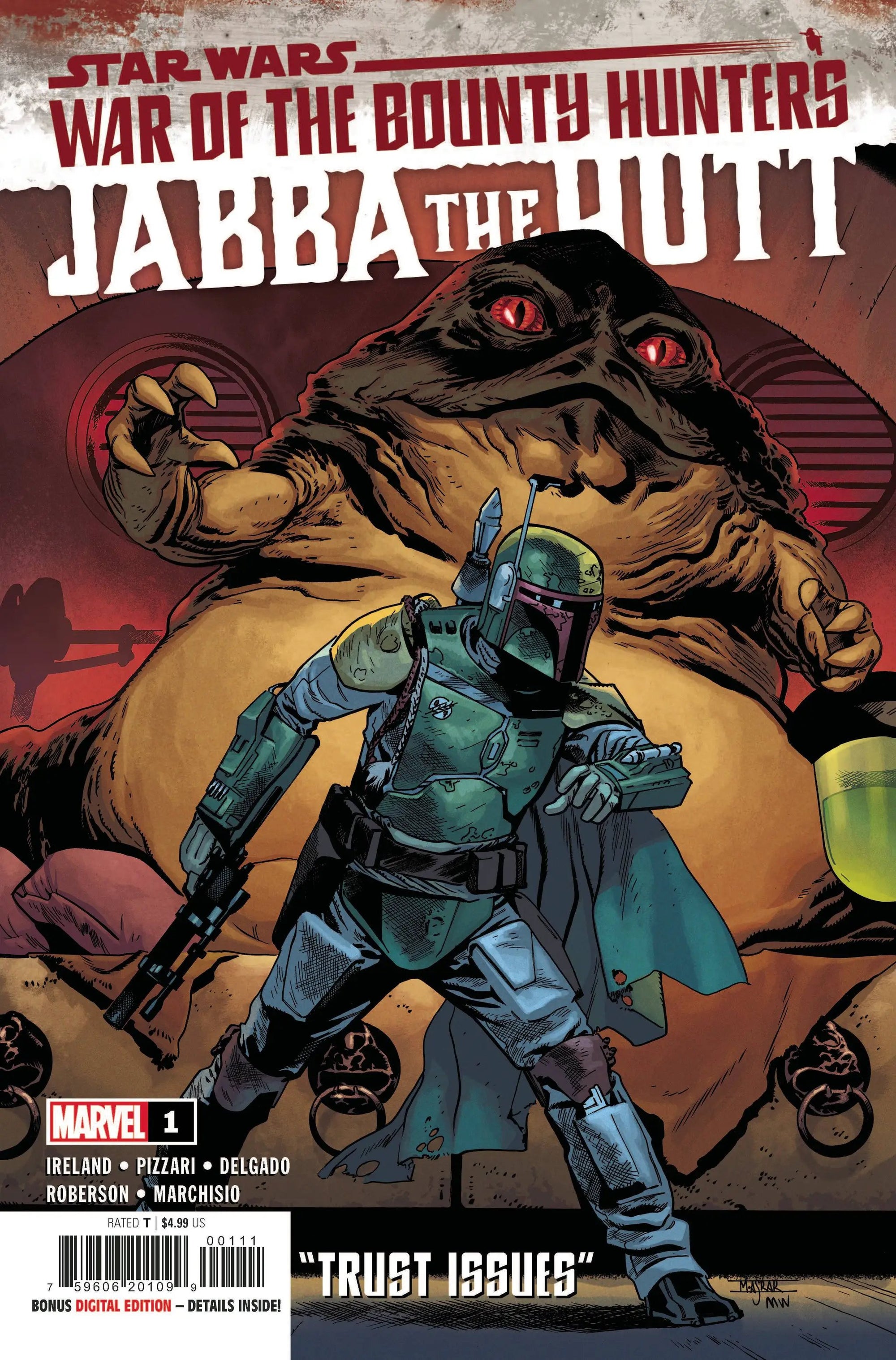 Star Wars War Bounty Hunters Jabba Hutt comic book issue #1 from Unknown Comic Books, featuring Jabba Hutt in a vibrant comic art style.
