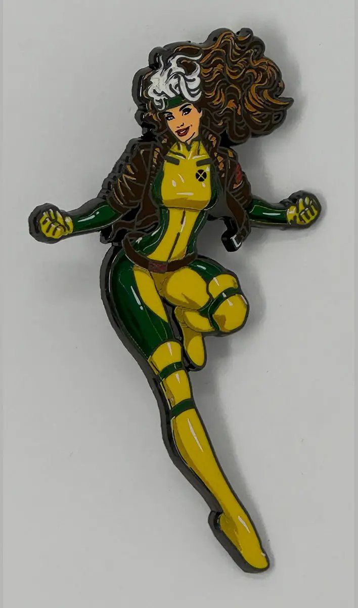 Marvel Blind Box Mystery Pin featuring Rogue enamel pin from David Nakayama's NYCC exclusive wave one collection.