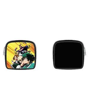 Loungefly Funko Pop! My Hero Academia coin bag featuring characters from the anime, with colorful design and zipper closure.