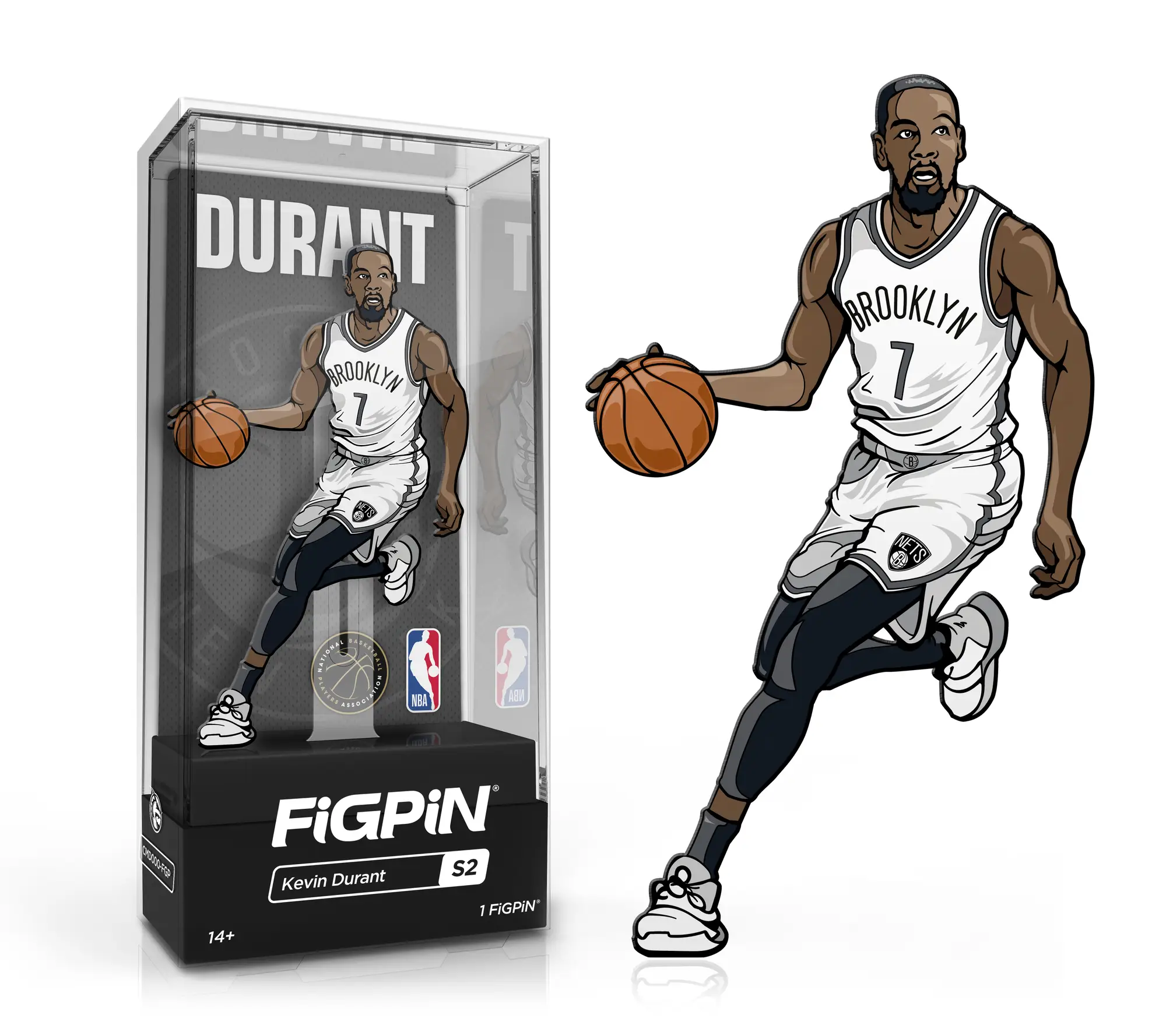 FiGPiN SPORTS NBA Kevin Durant collectible figure by THE MIGHTY HOBBY SHOP featuring Durant in basketball jersey and pose