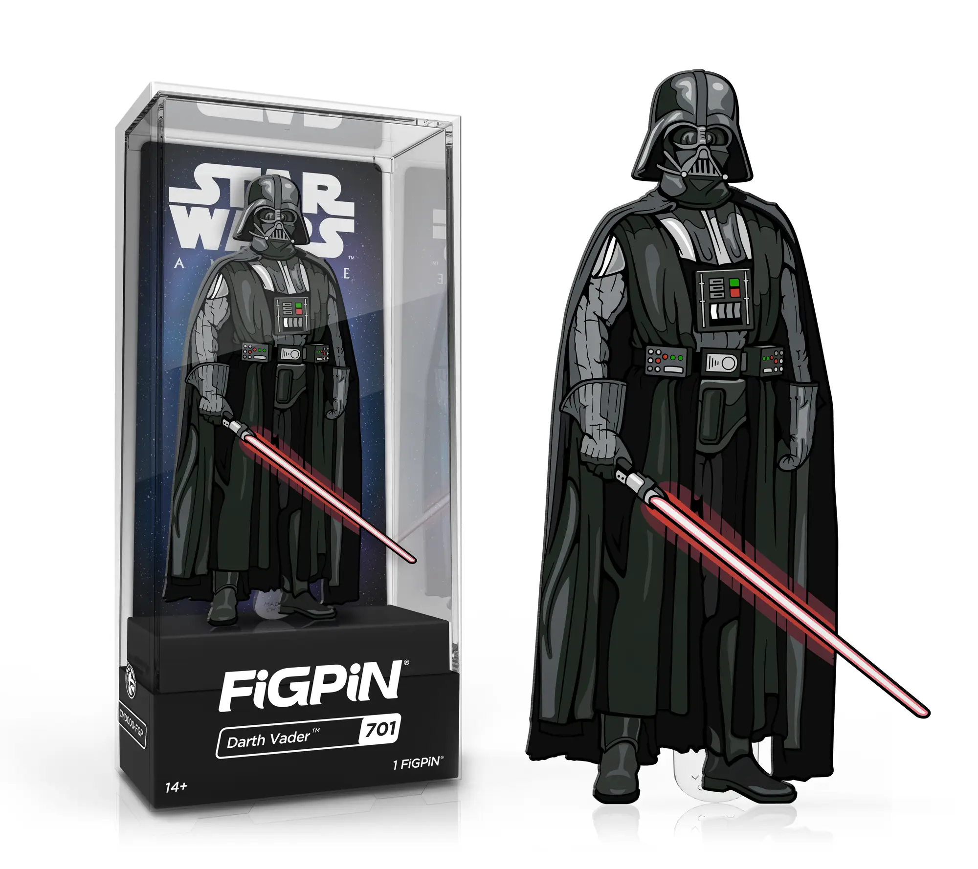 Darth Vader FiGPiN collectible figure from Star Wars: A New Hope, featuring detailed design and iconic helmet and armor.