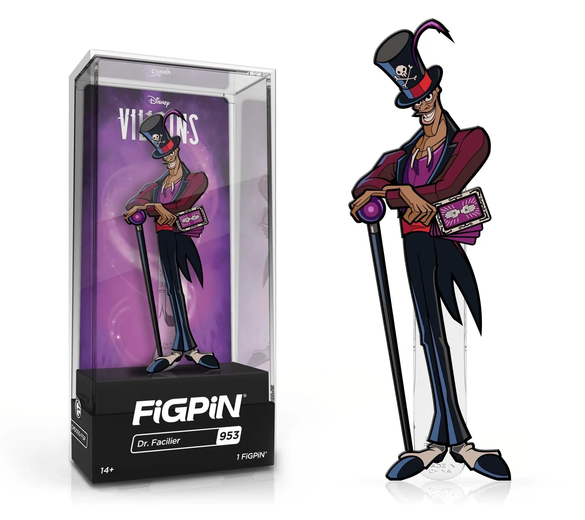 FiGPiN Disney Villains Dr. Facilier collectible pin from THE MIGHTY HOBBY SHOP, featuring detailed design and vibrant colors.