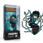 FiGPiN My Hero Academia Izuku Midoriya collectible pin, detailed figure with green hero costume and determined expression.