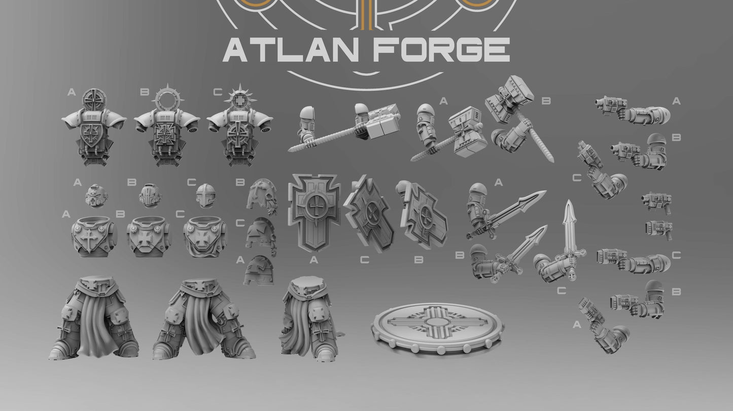 3d Printed Templar Veterans x3 by Atlan Forge Miniatures