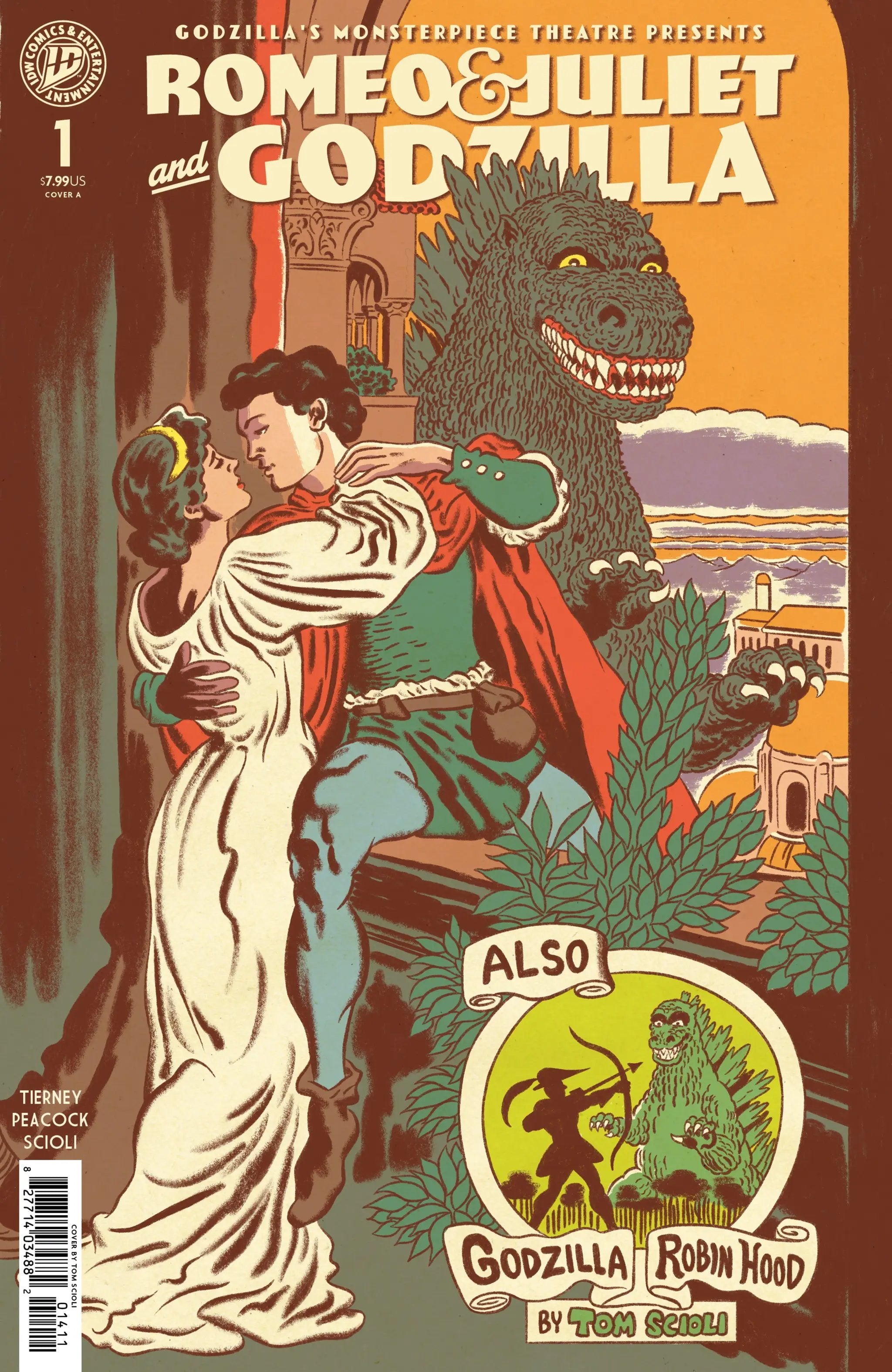 Cover image of "Godzilla’s Monsterpiece Theatre Presents: Romeo & Juliet & Godzilla" by Urban Storage, featuring a colorful illustrated scene.