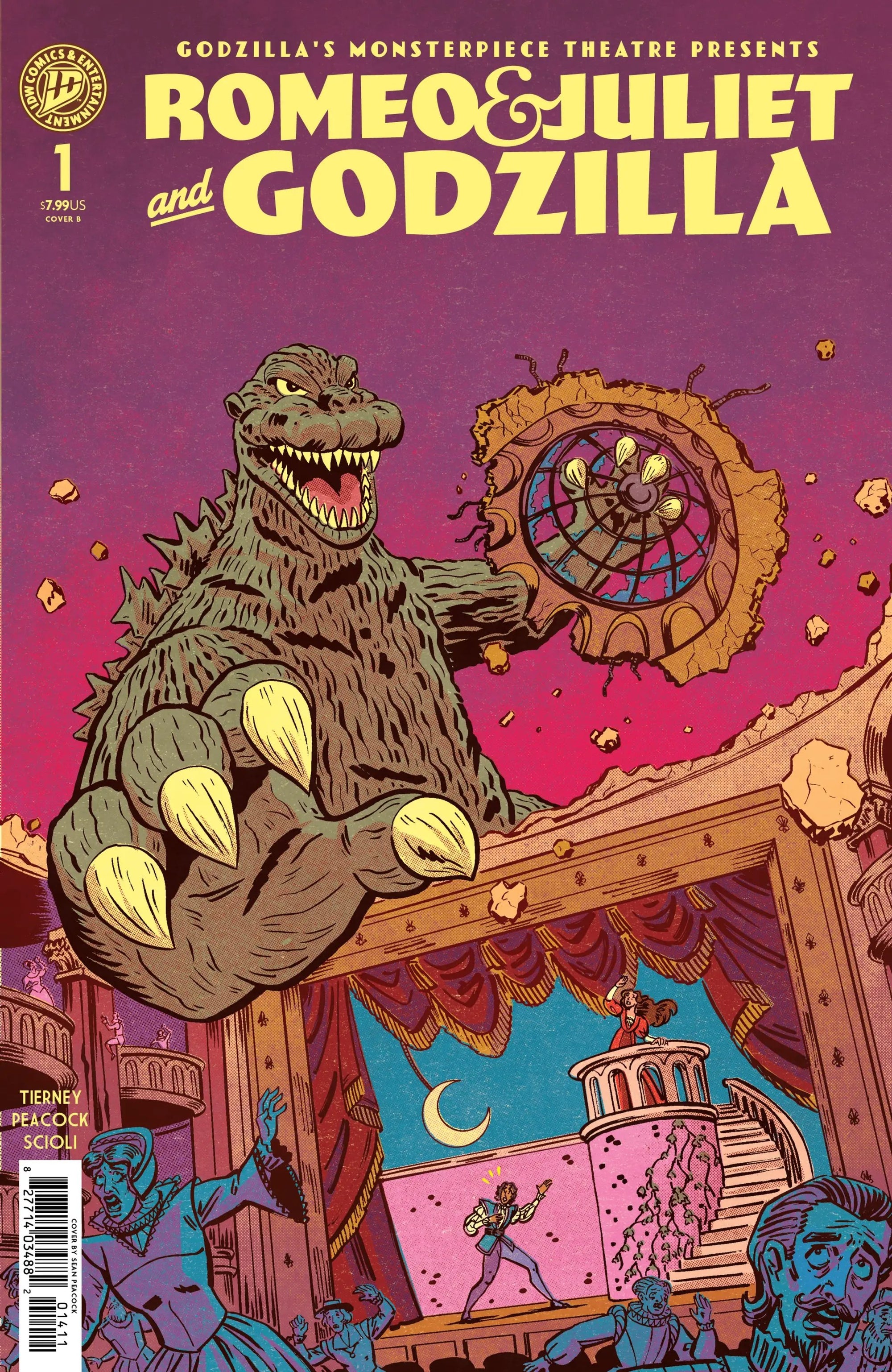 Cover image of "Godzilla’s Monsterpiece Theatre Presents: Romeo & Juliet & Godzilla" by Urban Storage, featuring artwork of Godzilla and Shakespeare.