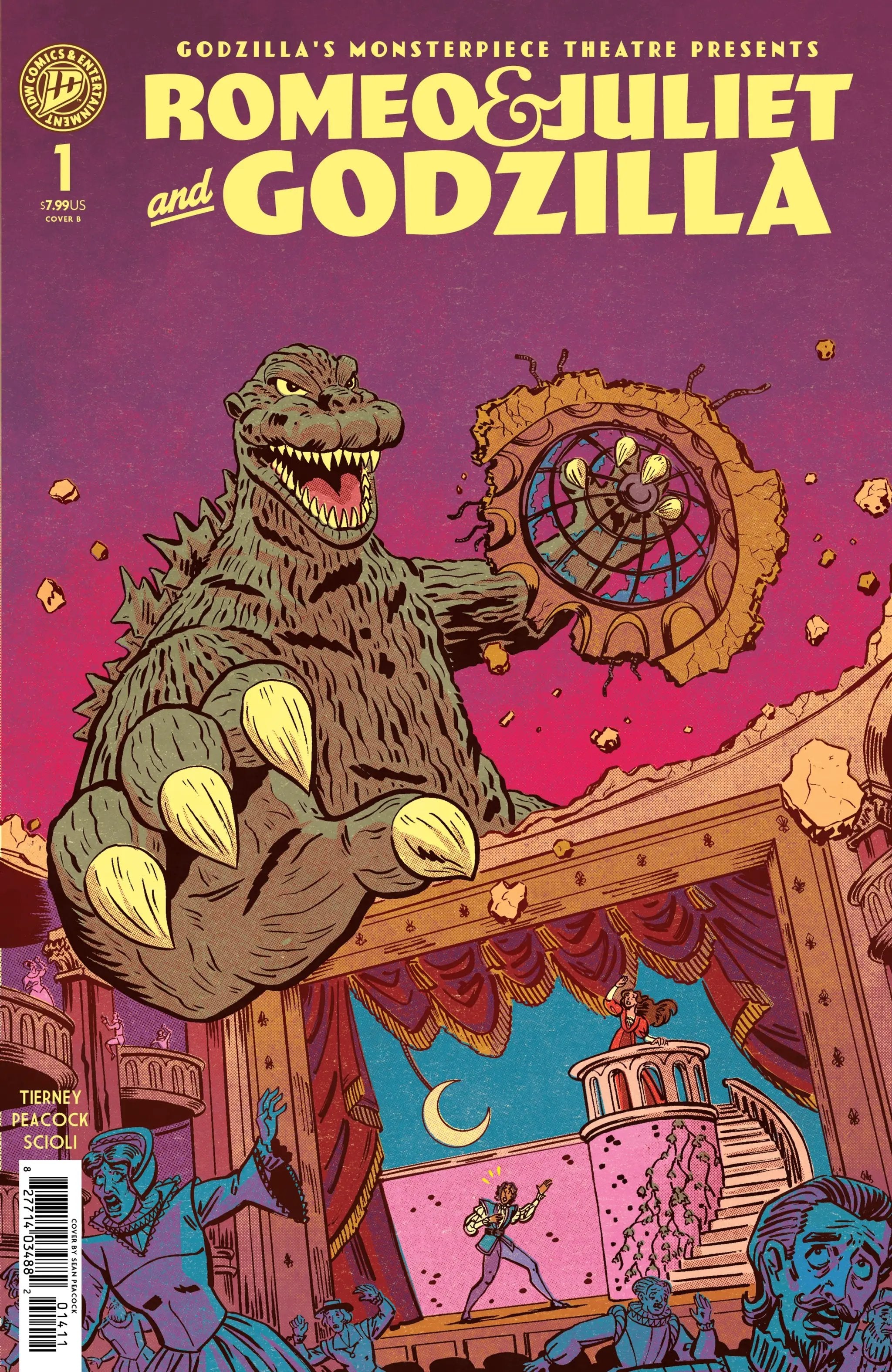 Cover image of "Godzilla’s Monsterpiece Theatre Presents: Romeo & Juliet & Godzilla" by Urban Storage, featuring artwork of Godzilla and Shakespeare.