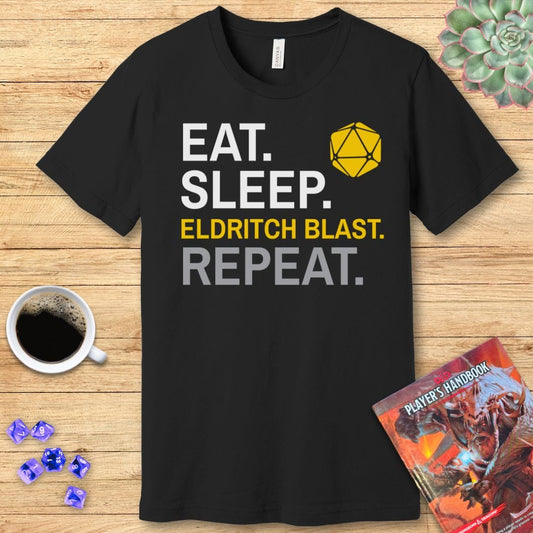 Warlock Class T-Shirt – 'Eat, Sleep, Eldritch Blast, Repeat'