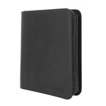 Black Z-Folio 4-Pocket LX album with top loaders from THE MIGHTY HOBBY SHOP, shown at an angle.