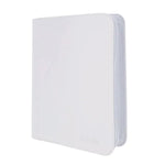 Z-Folio 4-Pocket LX Album by THE MIGHTY HOBBY SHOP with white toploaders, showing the open album with card pockets and white interior pages.